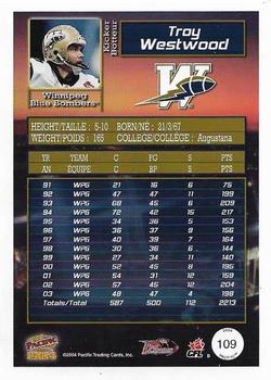 2004 Pacific CFL #109 Troy Westwood Back