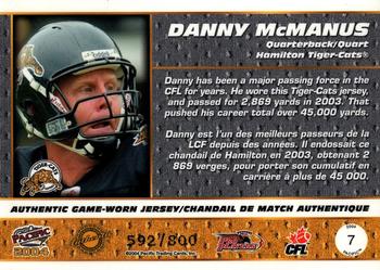 2004 Pacific CFL - Authentic Game-Worn Jersey #7 Danny McManus Back