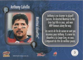 2004 Pacific CFL - Grey Expectations #3 Anthony Calvillo Back