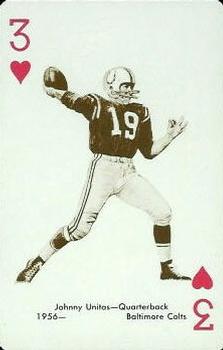 1963 Stancraft Playing Cards - Red Backs #3♥ Johnny Unitas Front
