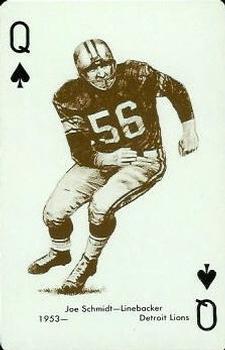 1963 Stancraft Playing Cards - Red Backs #Q♠ Joe Schmidt Front