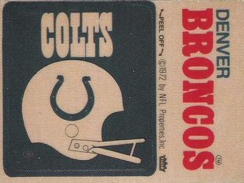 1975 Fleer Football Patches #NNO Baltimore Colts Helmet / Denver Broncos Name Front