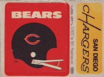 1975 Fleer Football Patches #NNO Chicago Bears Helmet / San Diego Chargers Name Front