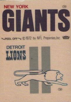 1975 Fleer Football Patches #NNO Detroit Lions Logo / New York Giants Name Front