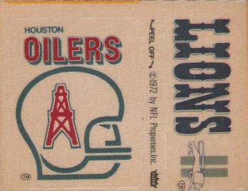 1975 Fleer Football Patches #NNO Houston Oilers Logo / Detroit Lions Name Front