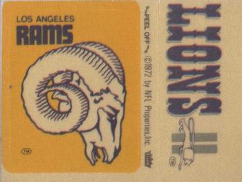 1975 Fleer Football Patches #NNO Los Angeles Rams Logo / Detroit Lions Name Front