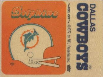 1975 Fleer Football Patches #NNO Miami Dolphins Helmet / Dallas Cowboys Name Front