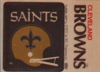 1975 Fleer Football Patches #NNO New Orleans Saints Helmet / Cleveland Browns Name Front