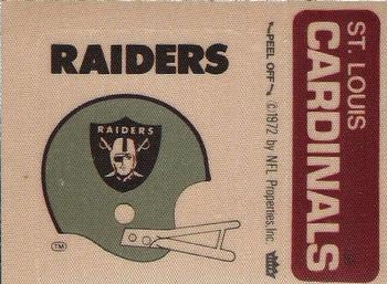 1975 Fleer Football Patches #NNO Oakland Raiders Helmet / St. Louis Cardinals Name Front