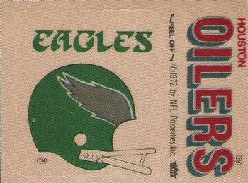 1975 Fleer Football Patches #NNO Philadelphia Eagles Helmet / Houston Oilers Name Front