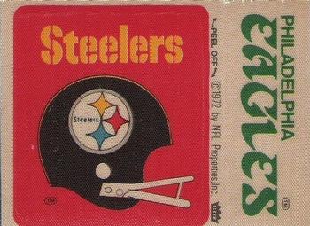 1975 Fleer Football Patches #NNO Pittsburgh Steelers Helmet / Philadelphia Eagles Name Front
