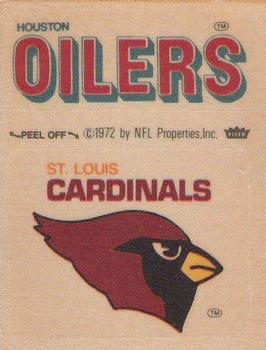 1975 Fleer Football Patches #NNO St. Louis Cardinals Logo / Houston Oilers Name Front