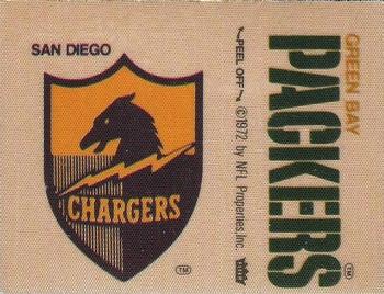 1975 Fleer Football Patches #NNO San Diego Chargers Logo / Green Bay Packers Name Front