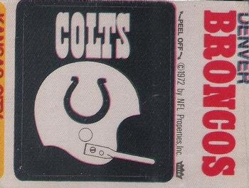 1972 Fleer Football Patches #NNO Baltimore Colts Helmet / Denver Broncos Name Front