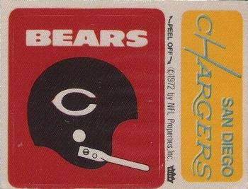 1972 Fleer Football Patches #NNO Chicago Bears Helmet / San Diego Chargers Name Front