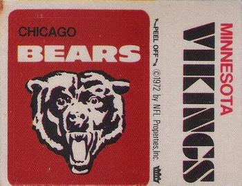 1972 Fleer Football Patches #NNO Chicago Bears Logo / Minnesota Vikings Name Front