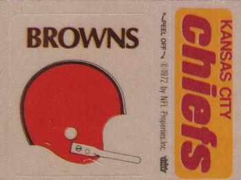 1972 Fleer Football Patches #NNO Cleveland Browns Helmet / Kansas City Chiefs Name Front