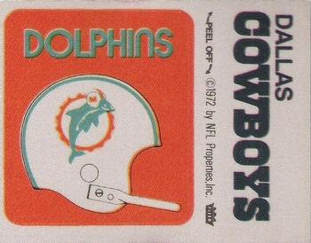1972 Fleer Football Patches #NNO Miami Dolphins Helmet / Dallas Cowboys Name Front