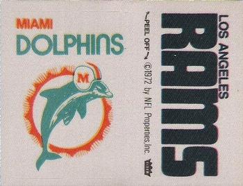 1972 Fleer Football Patches #NNO Miami Dolphins Logo / Los Angeles Rams Name Front