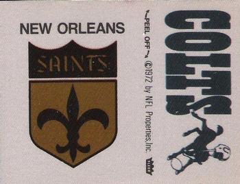 1972 Fleer Football Patches #NNO New Orleans Saints Logo / Baltimore Colts Name Front