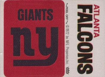 1972 Fleer Football Patches #NNO New York Giants Logo / Atlanta Falcons Name Front