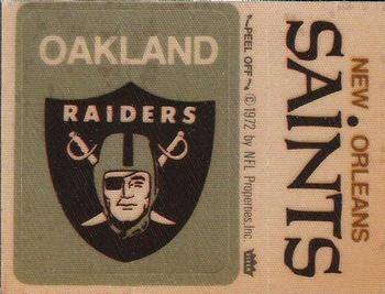 1972 Fleer Football Patches #NNO Oakland Raiders Logo / New Orleans Saints Name Front
