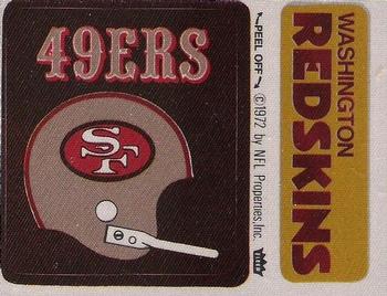 1972 Fleer Football Patches #NNO San Francisco 49ers Helmet / Washington Redskins Name Front
