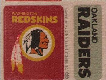 1972 Fleer Football Patches #NNO Washington Redskins Logo / Oakland Raiders Name Front