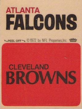1973 Fleer Football Patches #NNO Cleveland Browns Logo / Atlanta Falcons Name Front