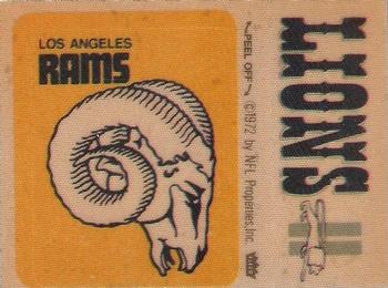 1973 Fleer Football Patches #NNO Los Angeles Rams Logo / Detroit Lions Name Front