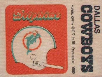 1973 Fleer Football Patches #NNO Miami Dolphins Helmet / Dallas Cowboys Name Front