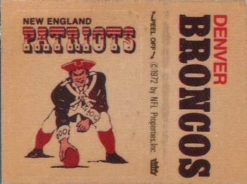 1973 Fleer Football Patches #NNO New England Patriots Logo / Denver Broncos Name Front