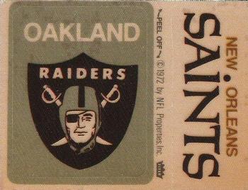 1973 Fleer Football Patches #NNO Oakland Raiders Logo / New Orleans Saints Name Front
