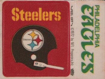 1973 Fleer Football Patches #NNO Pittsburgh Steelers Helmet / Philadelphia Eagles Name Front