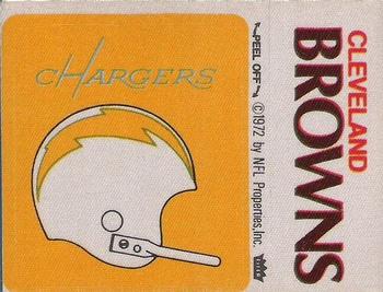 1973 Fleer Football Patches #NNO San Diego Chargers Helmet / Cleveland Browns Name Front