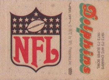 1973 Fleer Football Patches #NNO National Football League Logo / AFC and Super Bowl Champion Miami Dolphins Front