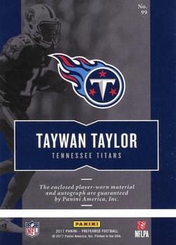 2017 Panini Preferred #99 Taywan Taylor Back