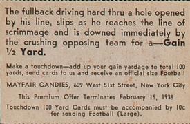 1937 Mayfair Candies Touchdown 100 Yards (R343) #NNO The fullback driving… Back