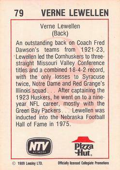 1989 Leesley Nebraska Cornhuskers 100 - NTV / Pizza Hut Backs #79 Verne Lewellen Back