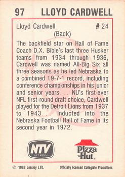1989 Leesley Nebraska Cornhuskers 100 - NTV / Pizza Hut Backs #97 Lloyd Cardwell Back