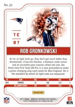 2017 Donruss Certified Cuts - Silver #59 Rob Gronkowski Back