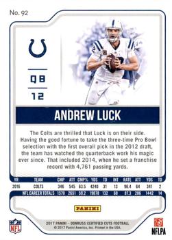 2017 Donruss Certified Cuts - Silver #92 Andrew Luck Back