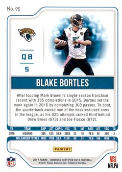2017 Donruss Certified Cuts - Silver #95 Blake Bortles Back