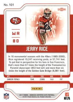 2017 Donruss Certified Cuts - Silver #101 Jerry Rice Back