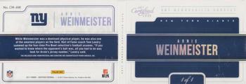 2017 Donruss Certified Cuts - Cut Memorabilia Booklet #CM-AW Arnie Weinmeister Back
