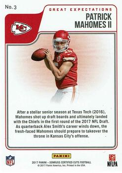 2017 Donruss Certified Cuts - Great Expectations Gold #3 Patrick Mahomes II Back