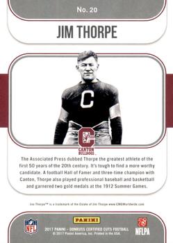 2017 Donruss Certified Cuts - Heritage Collection Silver #20 Jim Thorpe Back