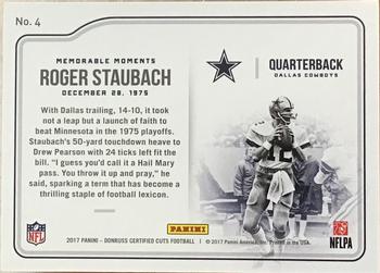 2017 Donruss Certified Cuts - Memorable Moments Silver #4 Roger Staubach Back