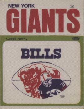 1976 Fleer Football Patches #NNO Buffalo Bills Logo / New York Giants Name Front