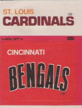 1976 Fleer Football Patches #NNO Cincinnati Bengals Logo / St. Louis Cardinals Name Front